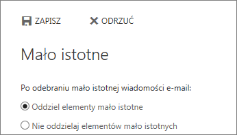 Opcje funkcji oznaczania elementów jako mało istotnych
