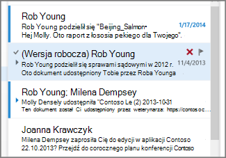 Wersja robocza na liście wiadomości