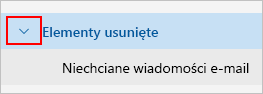 Zrzut ekranu przedstawiający rozwijanie folderu Elementy usunięte.