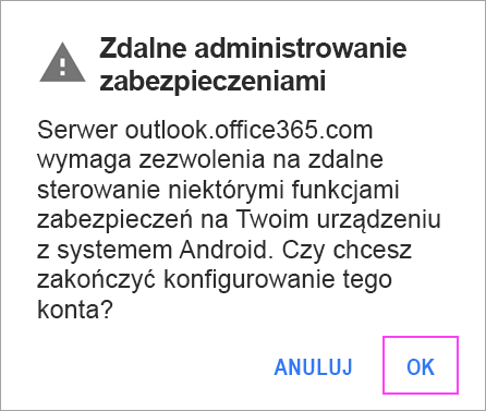 Kliknij przycisk OK we wszystkich monitach, które mogą zostać wyświetlone.