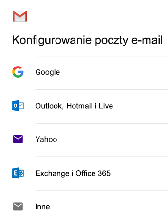 Wybieranie innych opcji