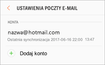 Ustawienia > Dodaj konto