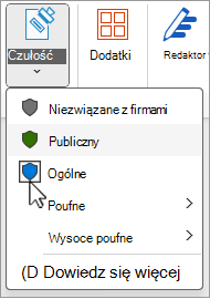 Menu Etykiety poufności