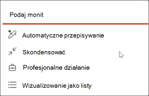 Zrzut ekranu przedstawiający ikonę Pióro automatyczne.
