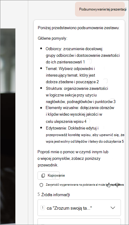 Zrzut ekranu podsumowania tej funkcji zbioru slajdów z cytatami