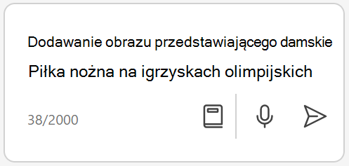 Zapytanie w oknie komunikatu prosi funkcję Copilot o obraz.