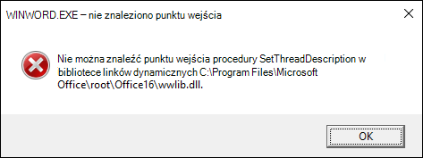 Błąd podczas otwierania dokumentów programu Word