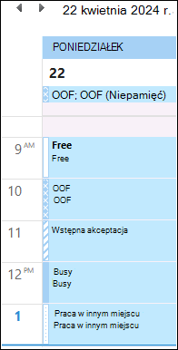 OOF w kolorze kalendarza Outlook po aktualizacji