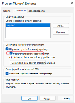 Problem z folderami udostępnionymi w klasycznym programie Outlook