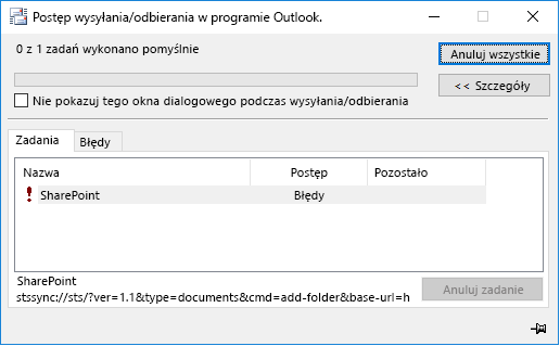 Błąd stssync programu SharePoint