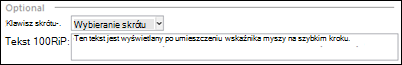 Lista rozwijana klawiszy skrótów w programie Outlook
