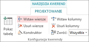 Przycisk Wstaw wiersze w grupie Narzędzia kwerend na karcie Projektowanie