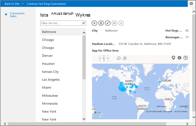 Aplikacja dla pakietu Office Mapy Bing w aplikacji programu Access