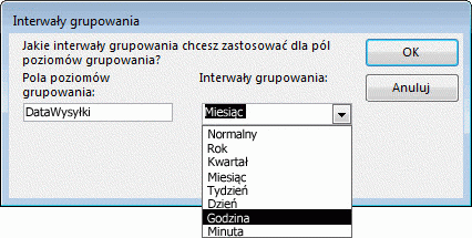Interwały grupowania w Kreatorze raportów