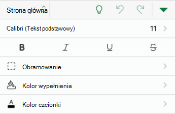 Opcje formatowania czcionki w programie Excel dla systemu iOS