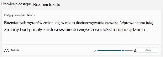 Windows 11 suwak rozmiaru tekstu