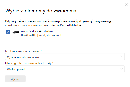 Migawka, aby wybrać opcję return.
