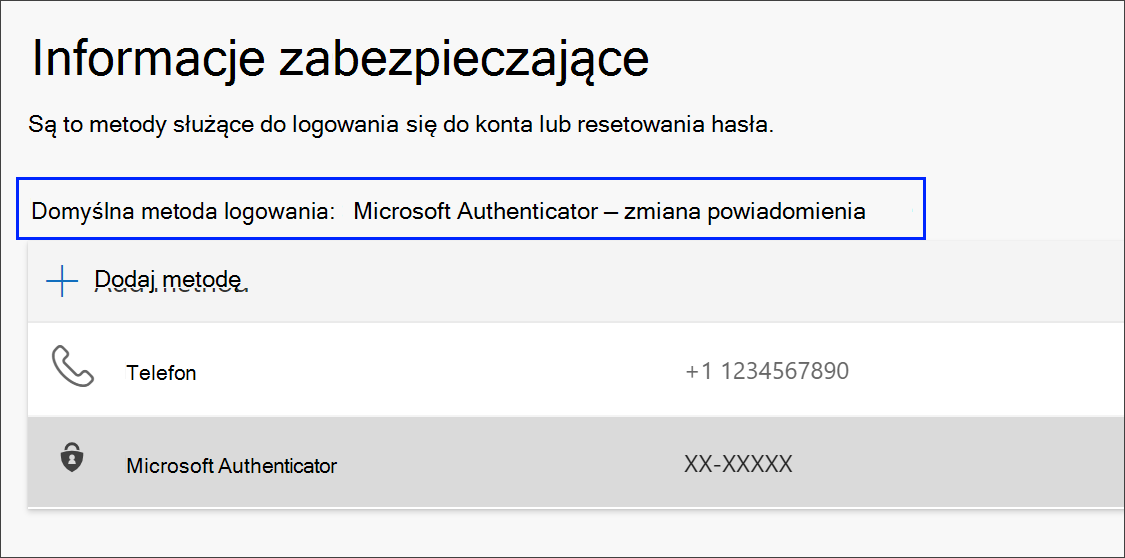 Zmienianie linku dla domyślnej metody logowania