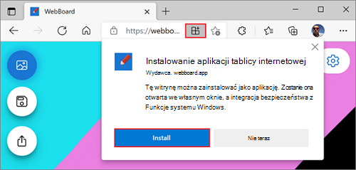 Zainstaluj z paska adresu.