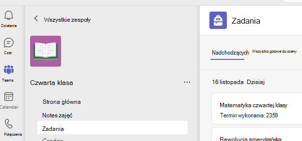 Zrzut ekranu przedstawiający zadania