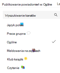 Zrzut ekranu przedstawiający powiadomienia kanału.
