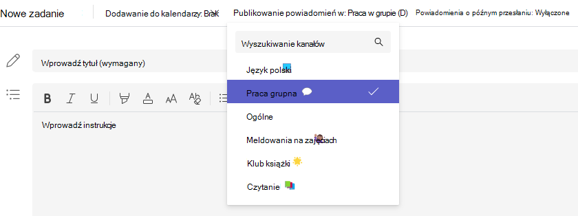 Zrzut ekranu przedstawiający wybór kanału.