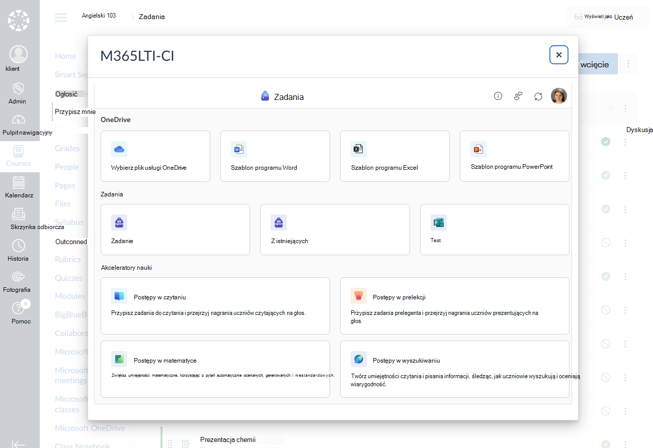 Wybierz edukację firmy Microsoft, aby utworzyć ją dla swojego zadania lub modułu