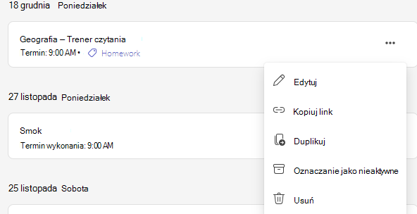 Zrzut ekranu przedstawiający lokalizację opcji usuwania.