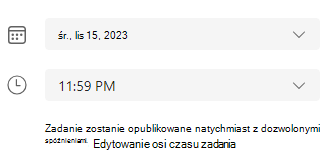 Zrzut ekranu przedstawiający oś czasu zadań.