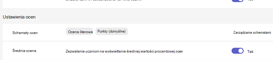 ustawienia ocen