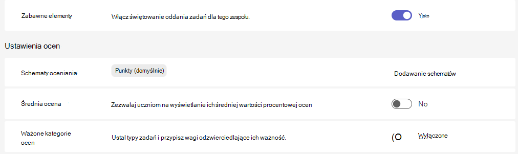 ustawienia ocen