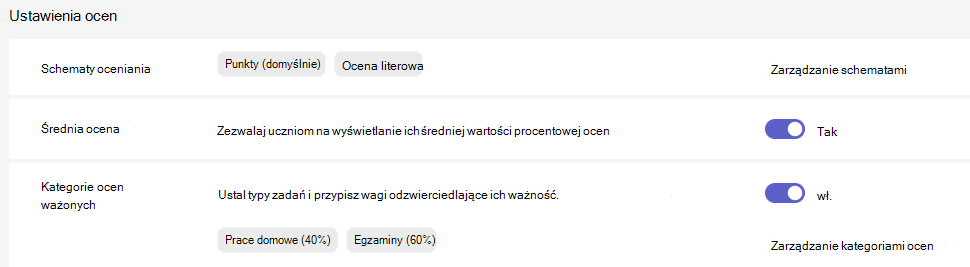 ustawienia ocen