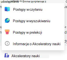 Zrzut ekranu przedstawiający akceleratory nauki.
