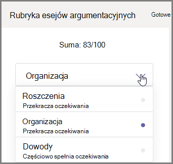 Wybierz część zadania ucznia do oceny