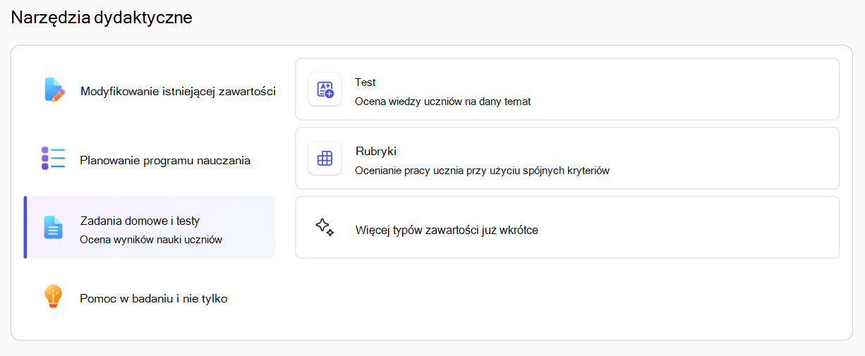 Narzędzia dydaktyczne na platformie Nauczanie