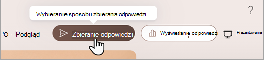 Zrzut ekranu przedstawiający miejsce, w którym można ustawić sposób zbierania odpowiedzi w aplikacji Microsoft Microsoft Forms.