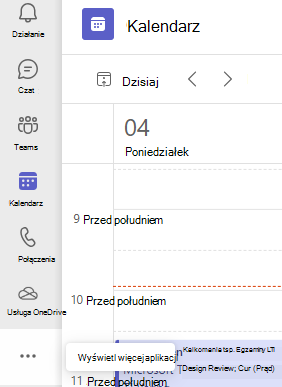 Zrzut ekranu przedstawiający opcję Więcej aplikacji.