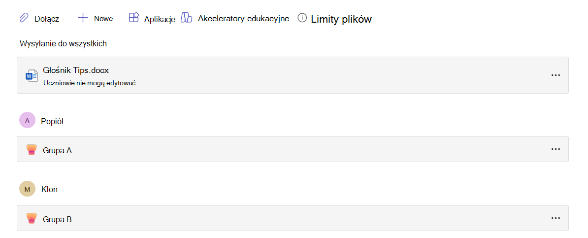 Zasób postępów prelegenta przypisany do konkretnej grupy edukacyjnej.