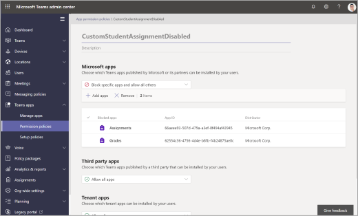 Zasady uprawnień w centrum administracyjnym aplikacji Microsoft Teams