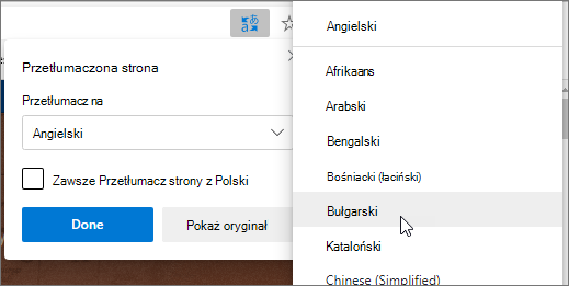 Wybierz język, na który chcesz tłumaczyć
