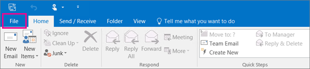 Tak wygląda wstążka programu Outlook 2016.