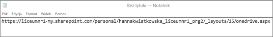 Zrzut ekranu przedstawiający adres URL.