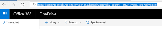 Zrzut ekranu przedstawiający usługę OneDrive.