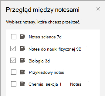 Zrzut ekranu przedstawiający notes do przejrzenia.