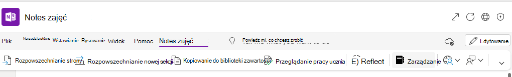 Zrzut ekranu przedstawiający zarządzanie notesami.
