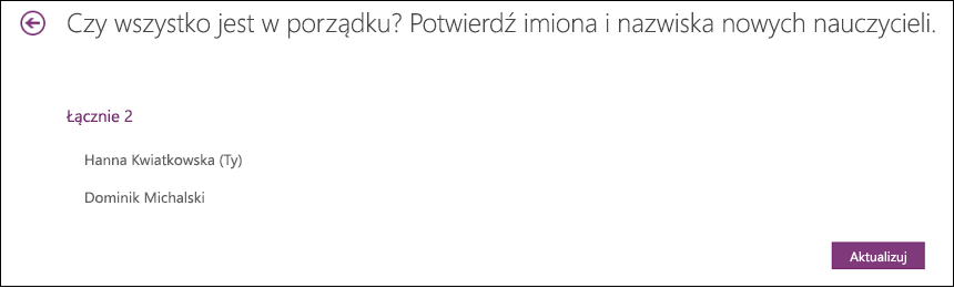 Przejrzyj dodatkowych nauczycieli, którzy mają dostęp do Twojego notesu zajęć.