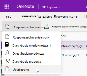 Wybierz pozycję Usuń stronę.