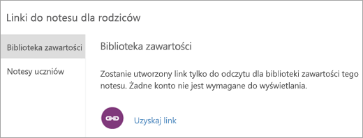 Utwórz linki dla rodziców i opiekunów do biblioteki zawartości, wybierając pozycję