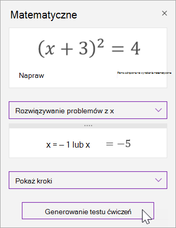 Wybierz pozycję Generuj test praktyczny.