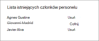 Usuwanie członka personelu z notesu personelu